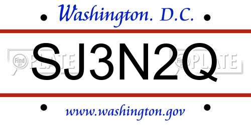 SJ3N2Q District Of Columbia License Plate
