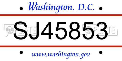 SJ45853 District Of Columbia License Plate