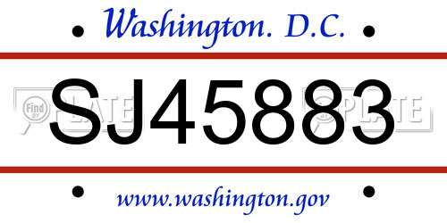 SJ45883 District Of Columbia License Plate