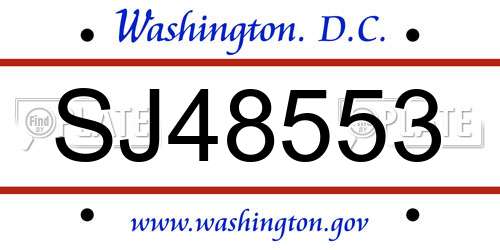 SJ48553 District Of Columbia License Plate