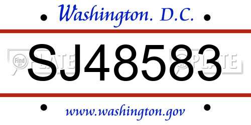 SJ48583 District Of Columbia License Plate