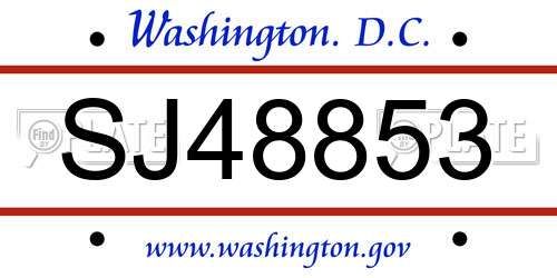 SJ48853 District Of Columbia License Plate