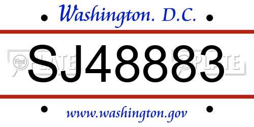 SJ48883 District Of Columbia License Plate