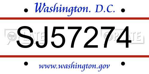 SJ57274 District Of Columbia License Plate
