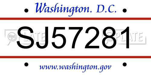 SJ57281 District Of Columbia License Plate
