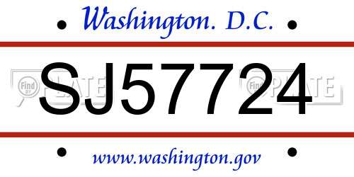 SJ57724 District Of Columbia License Plate