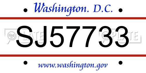 SJ57733 District Of Columbia License Plate