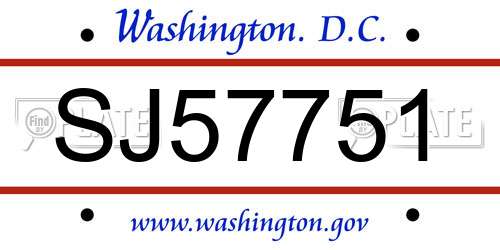 SJ57751 District Of Columbia License Plate
