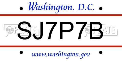 SJ7P7B District Of Columbia License Plate