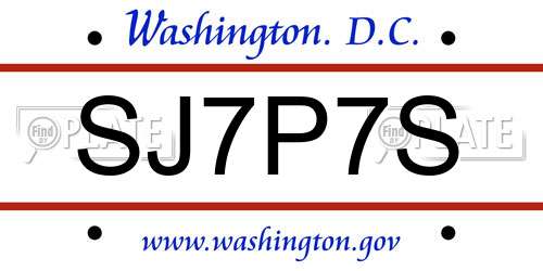 SJ7P7S District Of Columbia License Plate