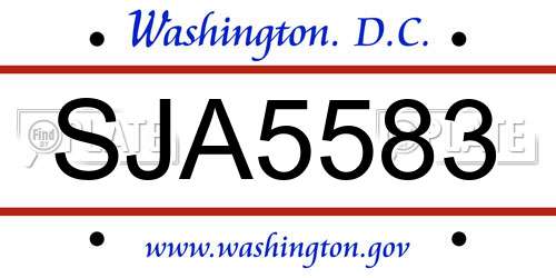 SJA5583 District Of Columbia License Plate