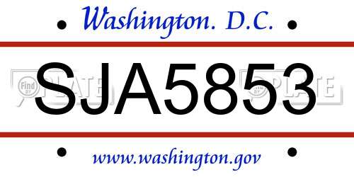 SJA5853 District Of Columbia License Plate