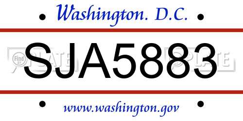 SJA5883 District Of Columbia License Plate