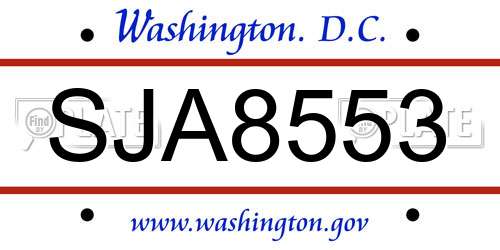 SJA8553 District Of Columbia License Plate