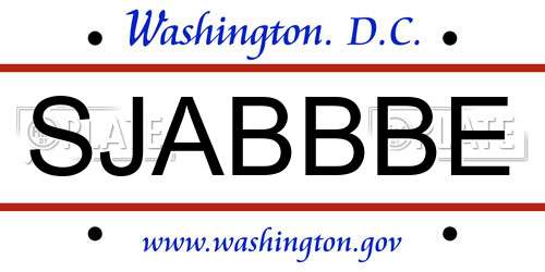 SJABBBE District Of Columbia License Plate