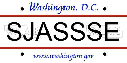 SJASSSE District Of Columbia License Plate