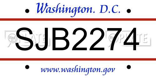 SJB2274 District Of Columbia License Plate