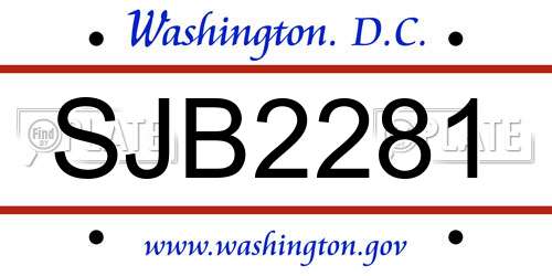 SJB2281 District Of Columbia License Plate
