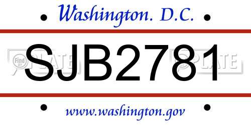 SJB2781 District Of Columbia License Plate