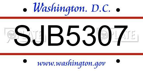 SJB5307 District Of Columbia License Plate
