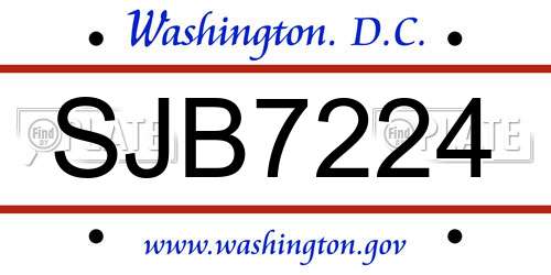 SJB7224 District Of Columbia License Plate