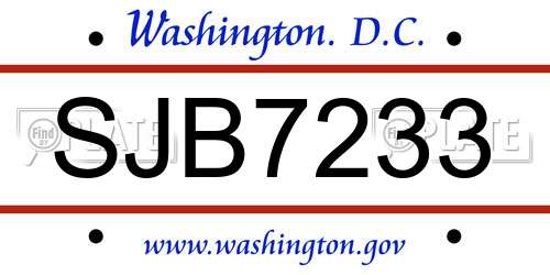 SJB7233 District Of Columbia License Plate