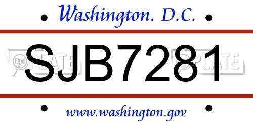 SJB7281 District Of Columbia License Plate