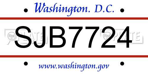 SJB7724 District Of Columbia License Plate