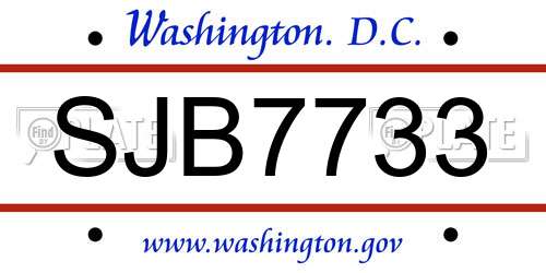 SJB7733 District Of Columbia License Plate