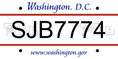 SJB7774 District Of Columbia License Plate
