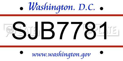 SJB7781 District Of Columbia License Plate