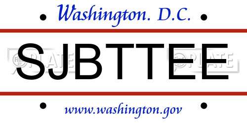 SJBTTEE District Of Columbia License Plate