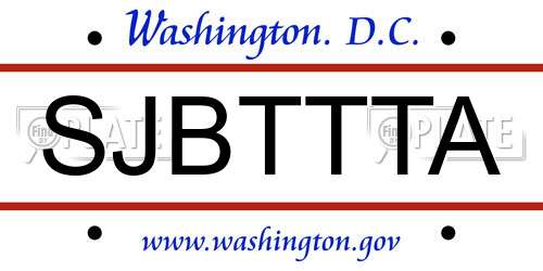 SJBTTTA District Of Columbia License Plate