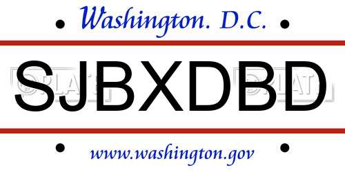 SJBXDBD District Of Columbia License Plate