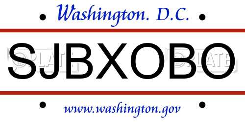 SJBXOBO District Of Columbia License Plate
