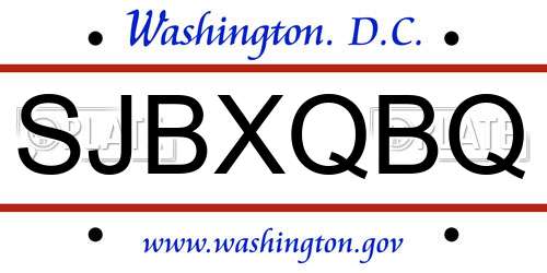 SJBXQBQ District Of Columbia License Plate