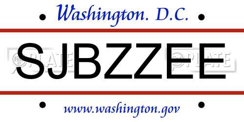 SJBZZEE District Of Columbia License Plate