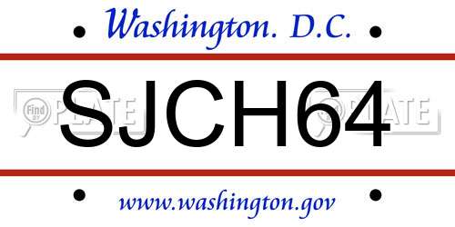SJCH64 District Of Columbia License Plate