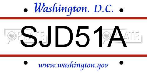 SJD51A District Of Columbia License Plate