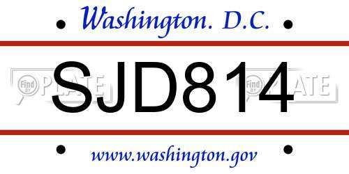 SJD814 District Of Columbia License Plate
