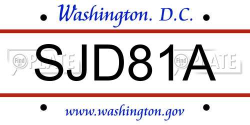 SJD81A District Of Columbia License Plate