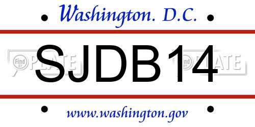 SJDB14 District Of Columbia License Plate