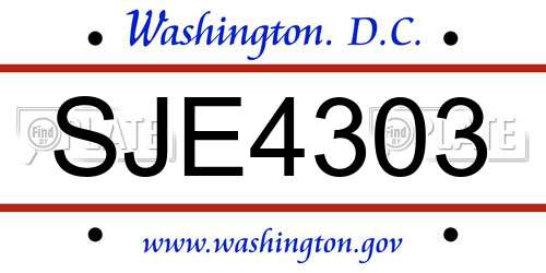 SJE4303 District Of Columbia License Plate