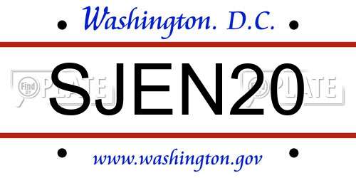 SJEN20 District Of Columbia License Plate