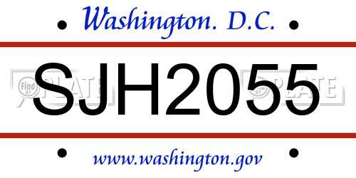 SJH2055 District Of Columbia License Plate