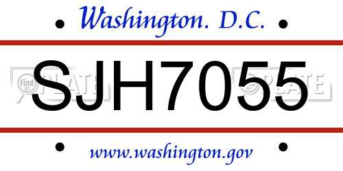 SJH7055 District Of Columbia License Plate
