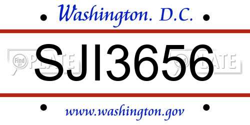 SJI3656 District Of Columbia License Plate