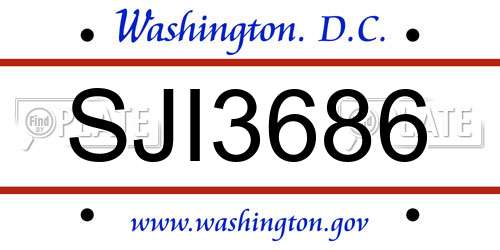 SJI3686 District Of Columbia License Plate