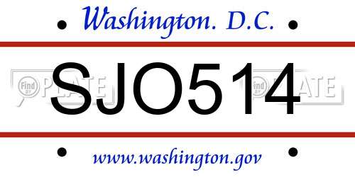 SJO514 District Of Columbia License Plate