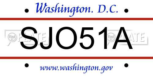 SJO51A District Of Columbia License Plate